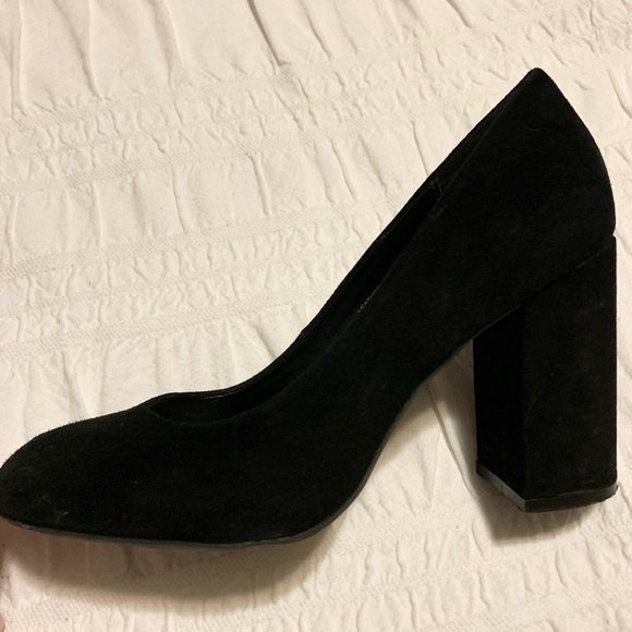 SOLD Black Suede Block Heels - Picture 2 of 3